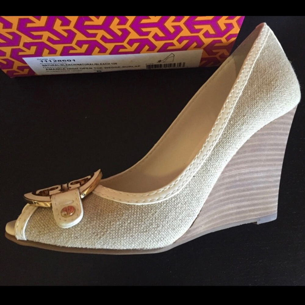 New in box! Tory Burch Amanda Open Toe Wedge Heels
